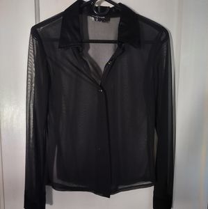 Black see thru silk blouse